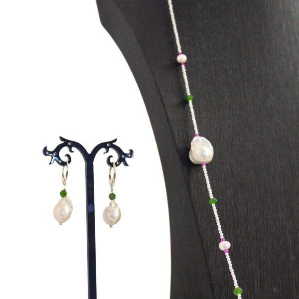 Ohrringe Barockperle & Chromdiopsid