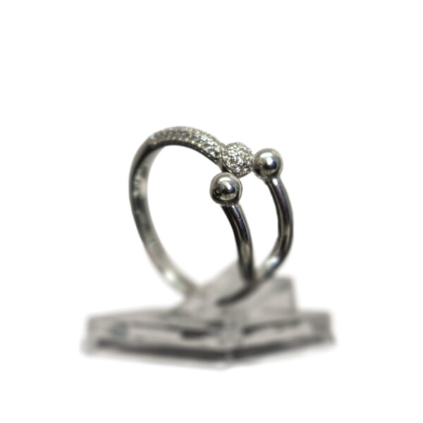 Silber, Perle, Zirkonia Ring (Motiv Stimmgabel)